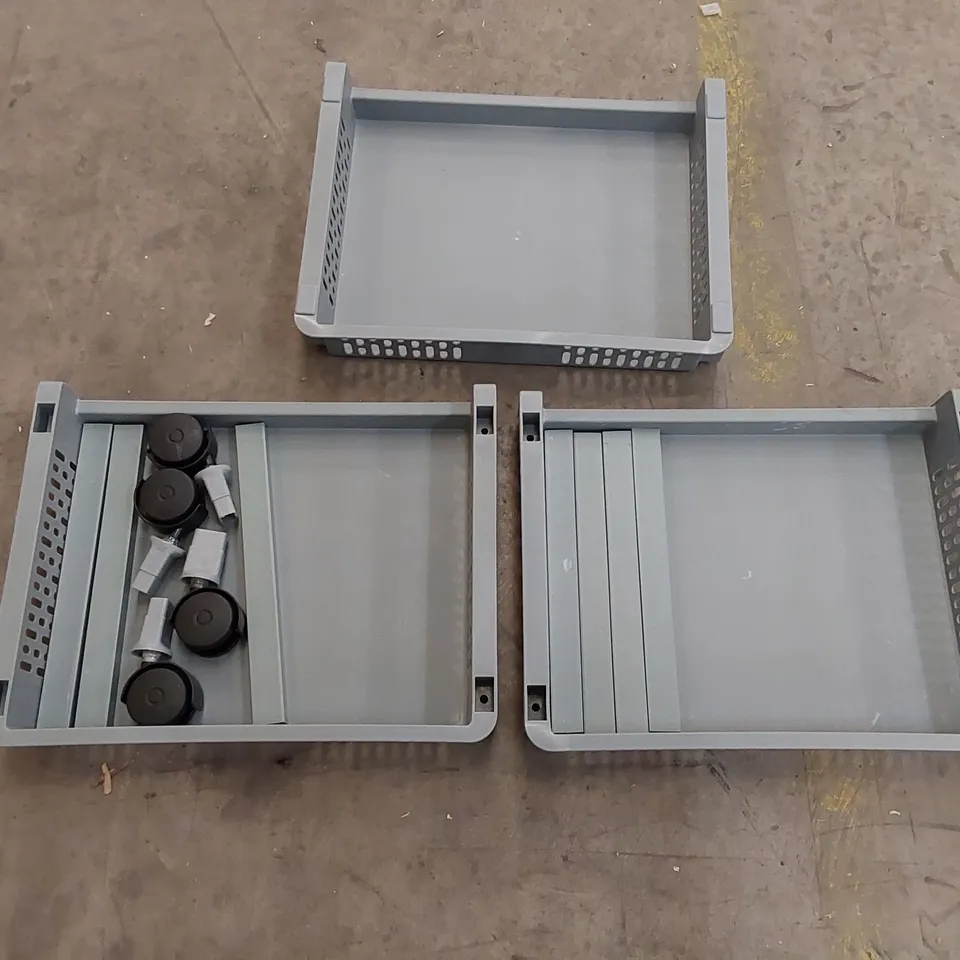 BOXED 3 TIER MOBILE STORAGE SHELF - GREY (1 BOX)