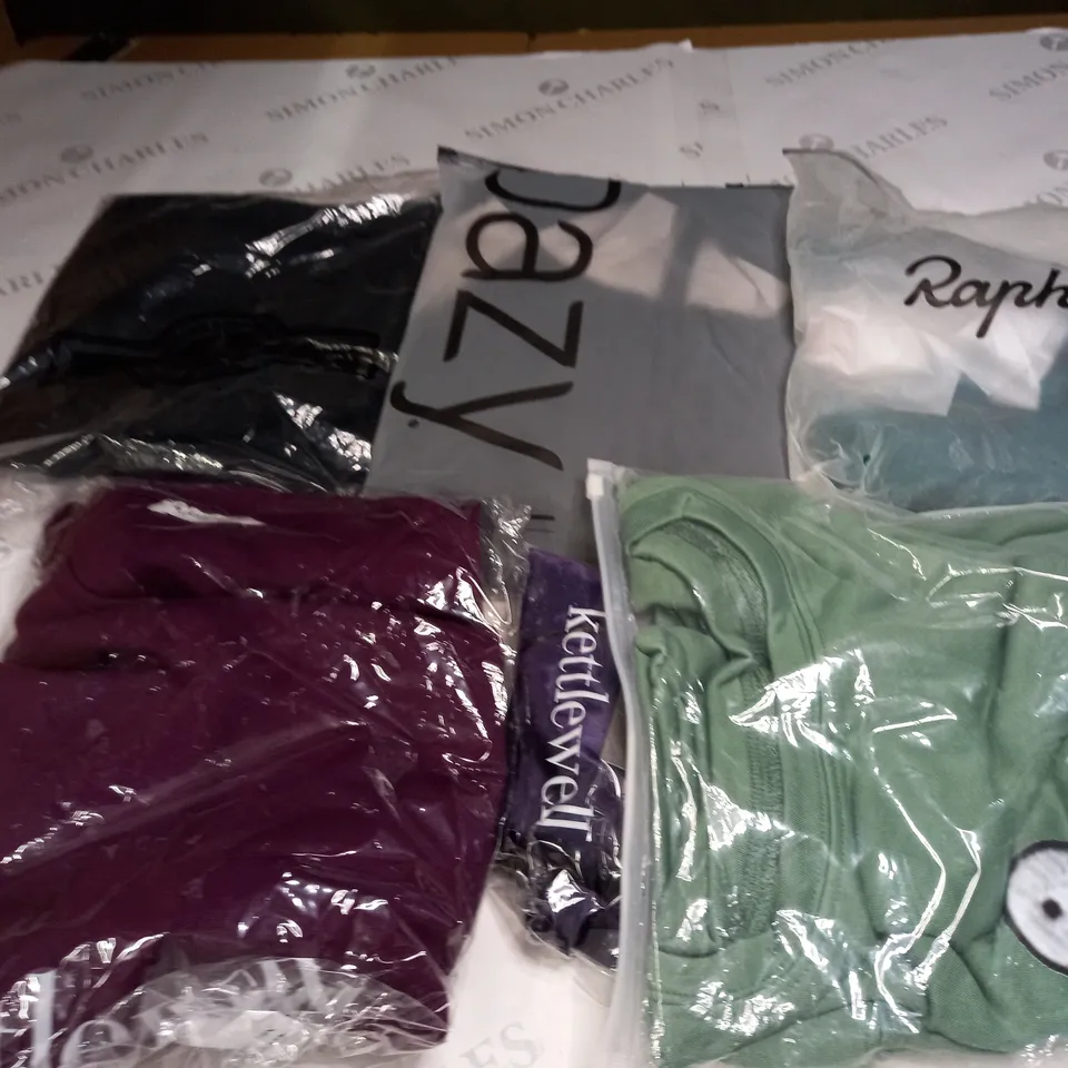 BOX OF ASSORTED CLOTHING ITEMS TOO INCLUDE JUMPERS, SHIRTS AND TROUSERS IN VARIOUS SIZES AND COLOURS   