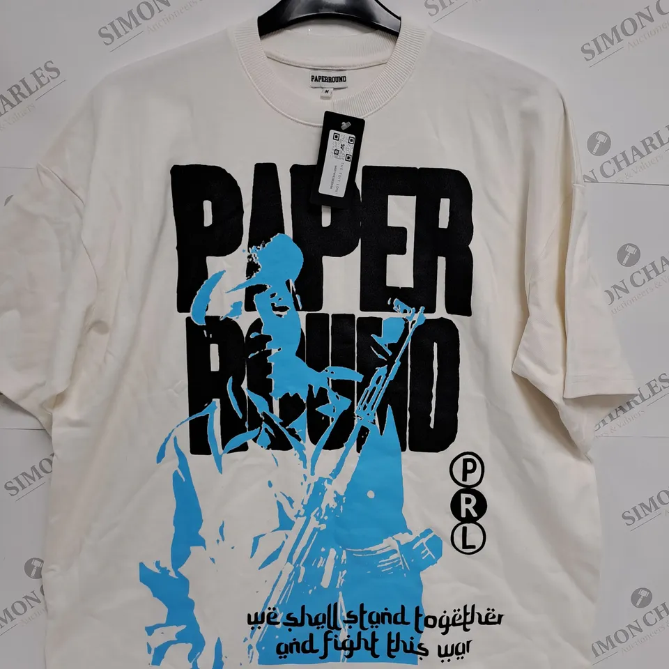 PAPERROUND CREAM T-SHIRT - M