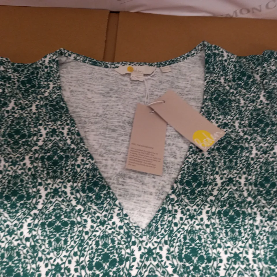 BODEN V-NECK DRESS IN GREEN FLORAL - UK 16 R