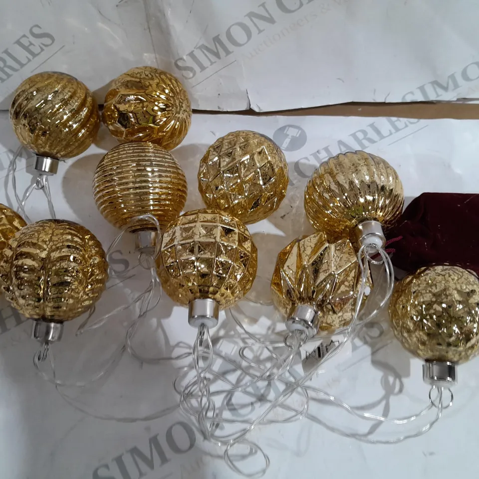 BOXED ALISON CORK MERCURY GLASS BAUBLE 10 SET