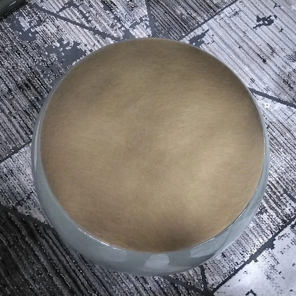 QUALITY ITALIAN MADE MERIDIANI BONGO SAGE MATT LACQUER SIDE TABLE AND LOW TABLE WITH BRONZED BRASS TOP SURFACES
