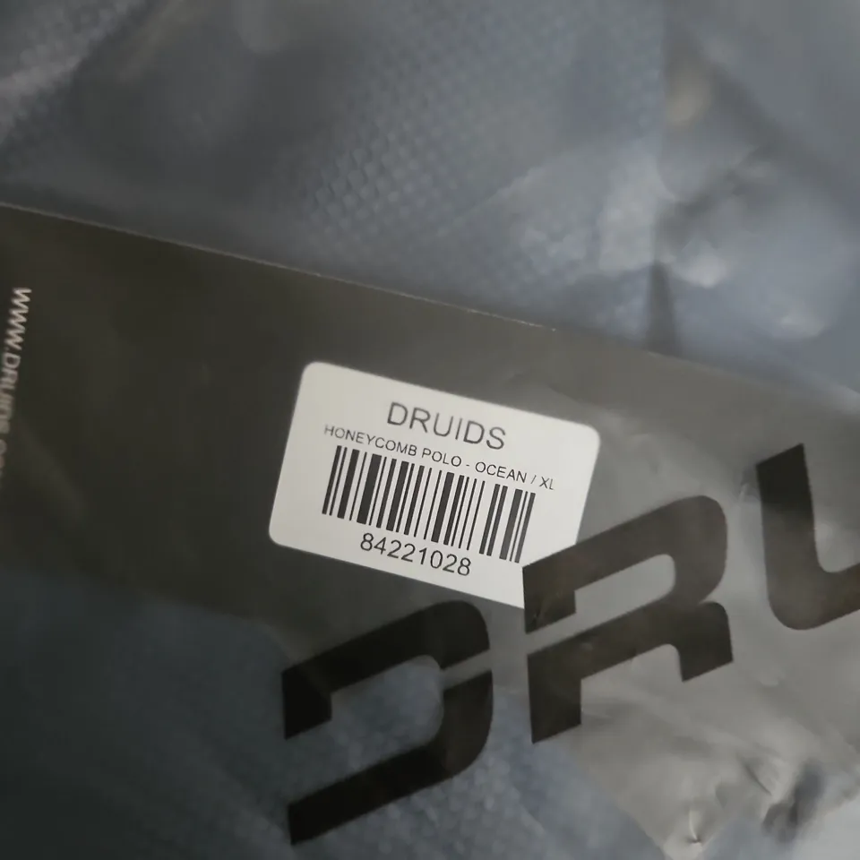 BAGGED DRUIDS HONEYCOMB POLO SHIRT – OCEAN, XL