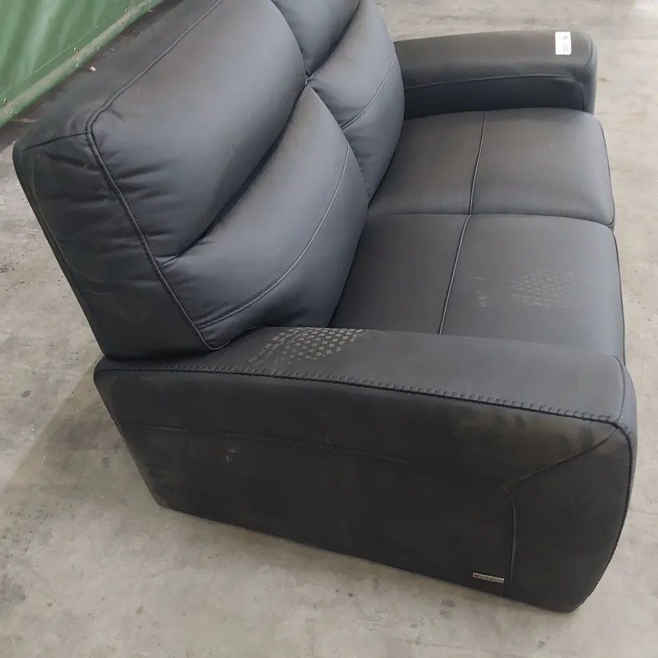DESIGNER TWO SEATER SOFA BLACK LEATHER 