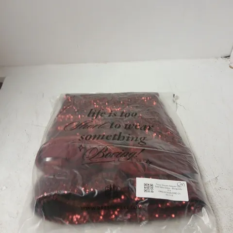 DRESSMEZEE FEVER DREAM SEQUIN CONTRAST MINI DRESS β BURGUNDY (UK 8)