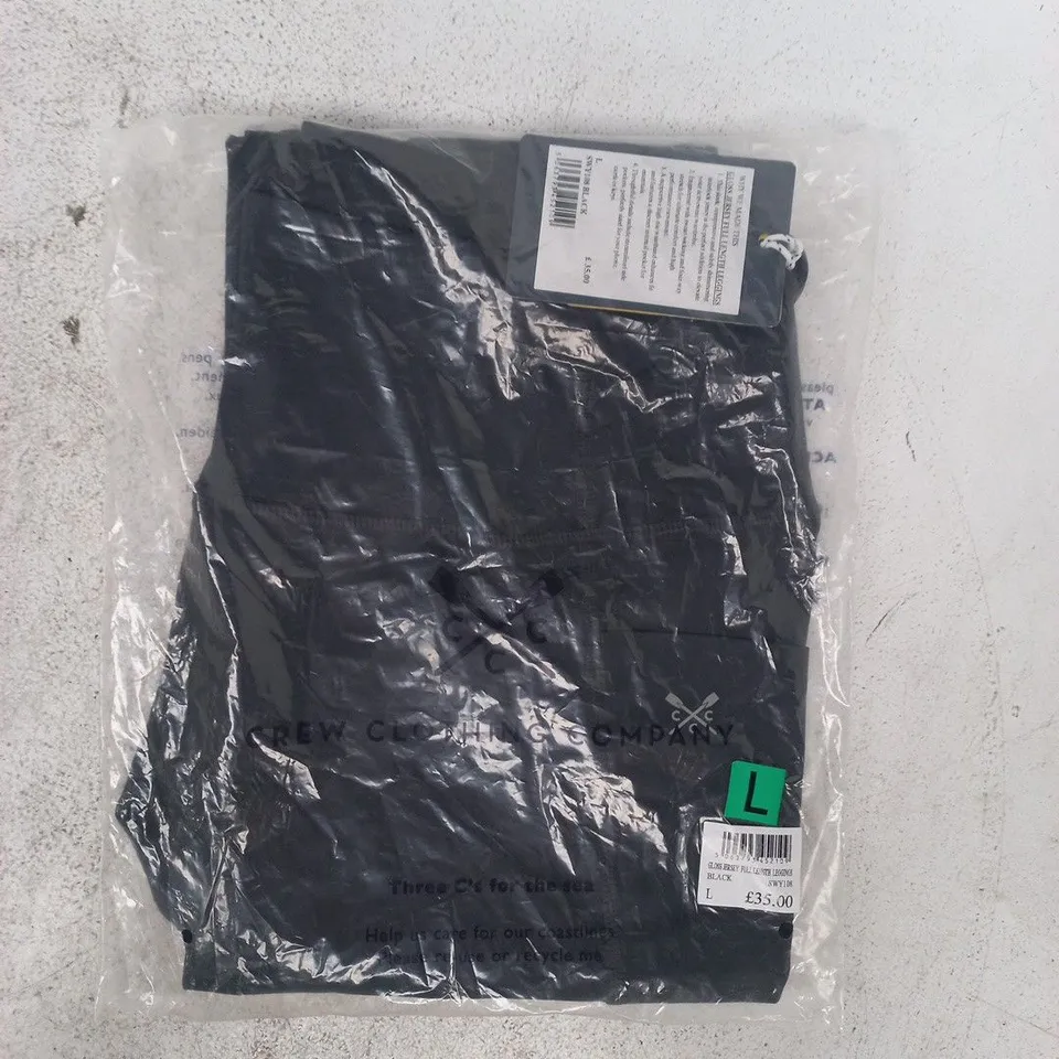 BAGGED CREW CLOTHING COMPANY GLOSS JERSEY FULL LENGTH LEGGINGS IN BLACK SIZE LARGE