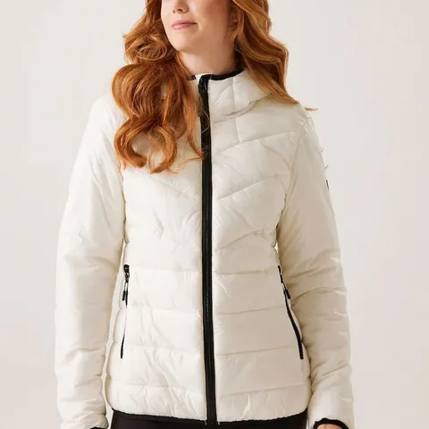 BRAND NEW REGATTA WOMEN’S HEATHERLY HOODED PUFFER WHITE SIZE 16