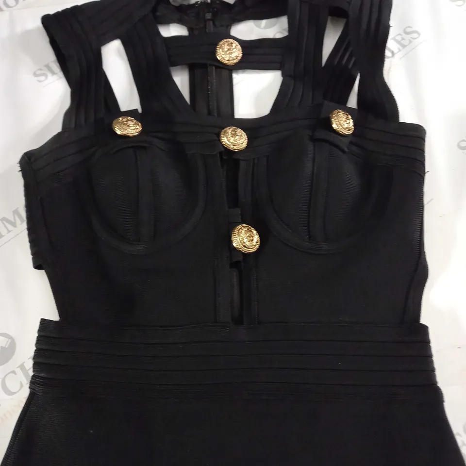 HOUSE OF CB BLACK BANDAGE DRESS - XS