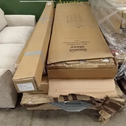 PALLET OF ASSORTED INCOMPLETE DESIGNER FURNITURE PARTS AND PIECES 