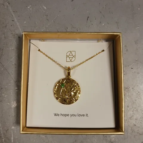ABBOTT LYON GREEN STONE PENDANT PERSONALISED 'LORD BE OUR STRENGTH AND SHIELD' NECKLACE 