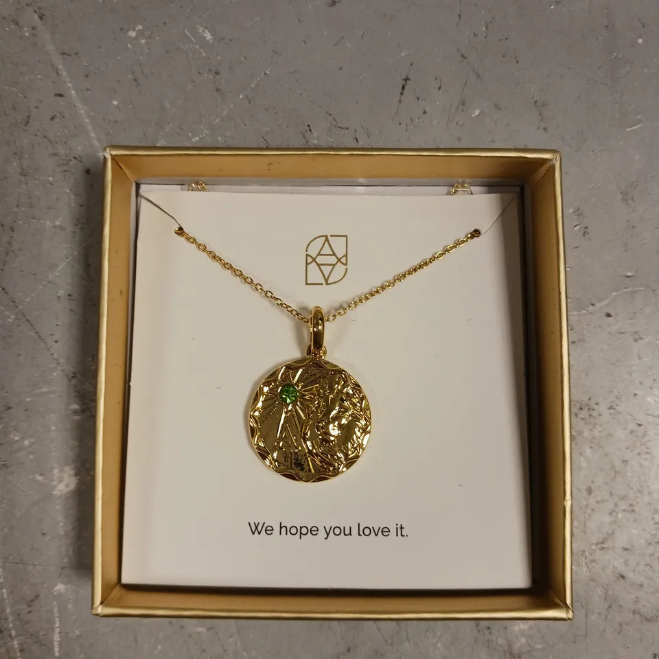ABBOTT LYON GREEN STONE PENDANT PERSONALISED 'LORD BE OUR STRENGTH AND SHIELD' NECKLACE 