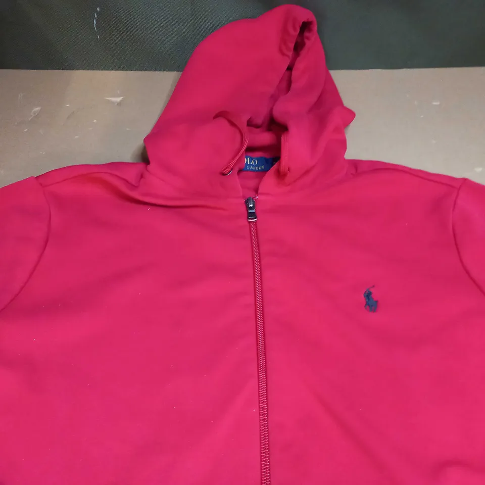 POLO RALPH LAUREN ZIPPED HOODED JACKET IN RED SIZE M