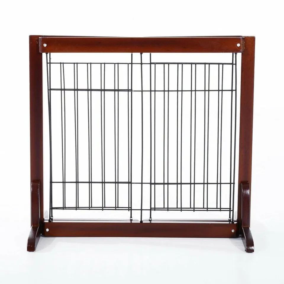 BOXED SYLVESTER WOODEN FREE STANDING ADJUSTABLE PET GATE