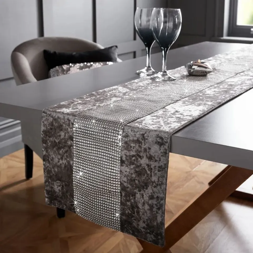 SANDRA TABLE RUNNER COLOUR GREY SILVER 