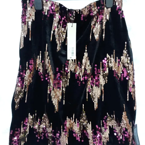 ROMAN SEQUIN VELVET SKIRT - 14