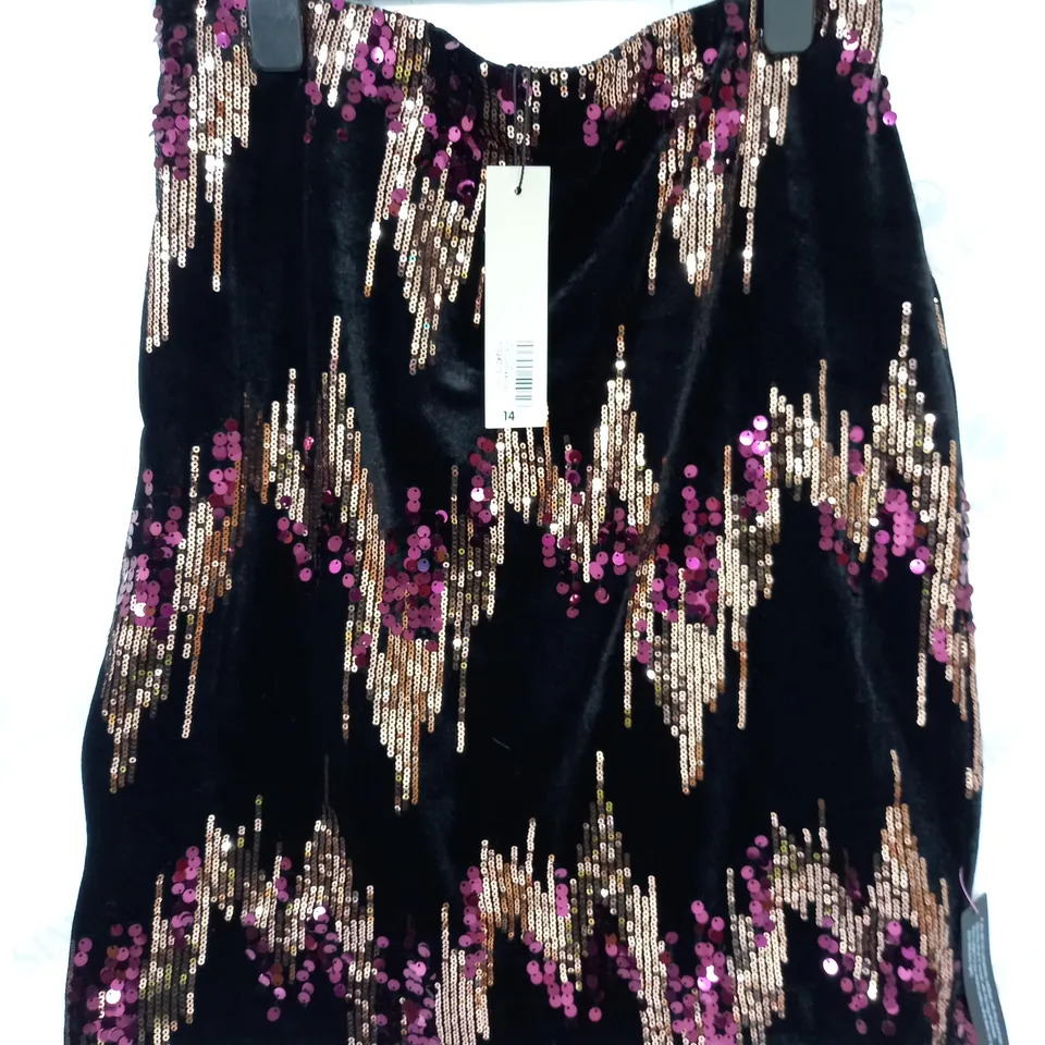 ROMAN SEQUIN VELVET SKIRT - 14