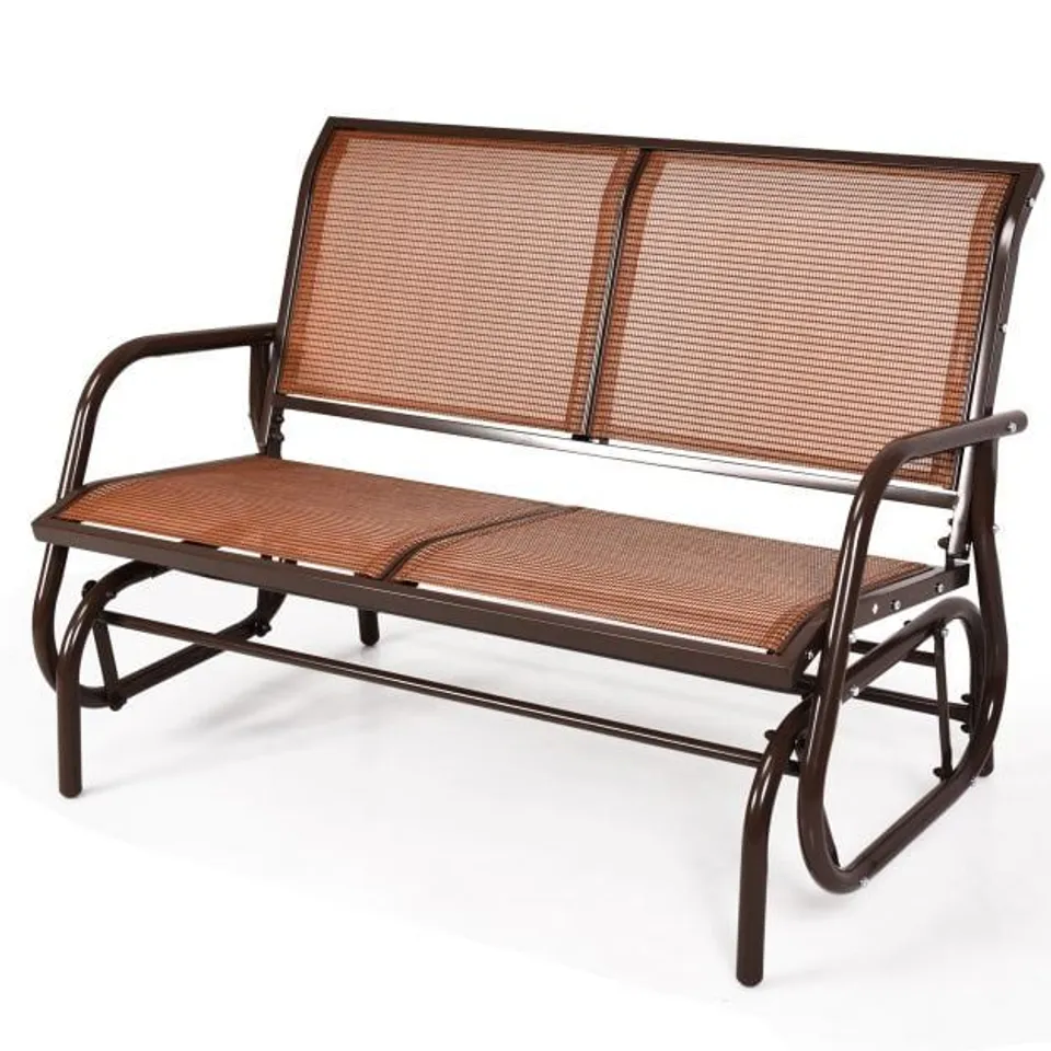 BOXED COSTWAY SWING GLIDER CHAIR 48" LOVESEAT ROCKER LOUNGE BACKYARD - BROWN