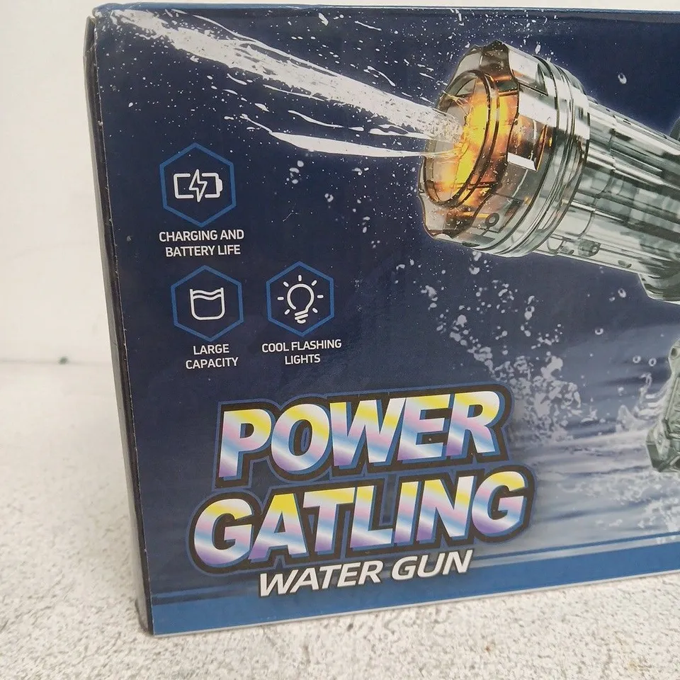 POWER GATLING WATER GUN – ELECTRIC WATER TOY, BOXED (8+)