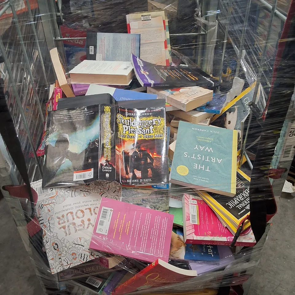 CAGE CONTAINING ASSORTED BOOKS