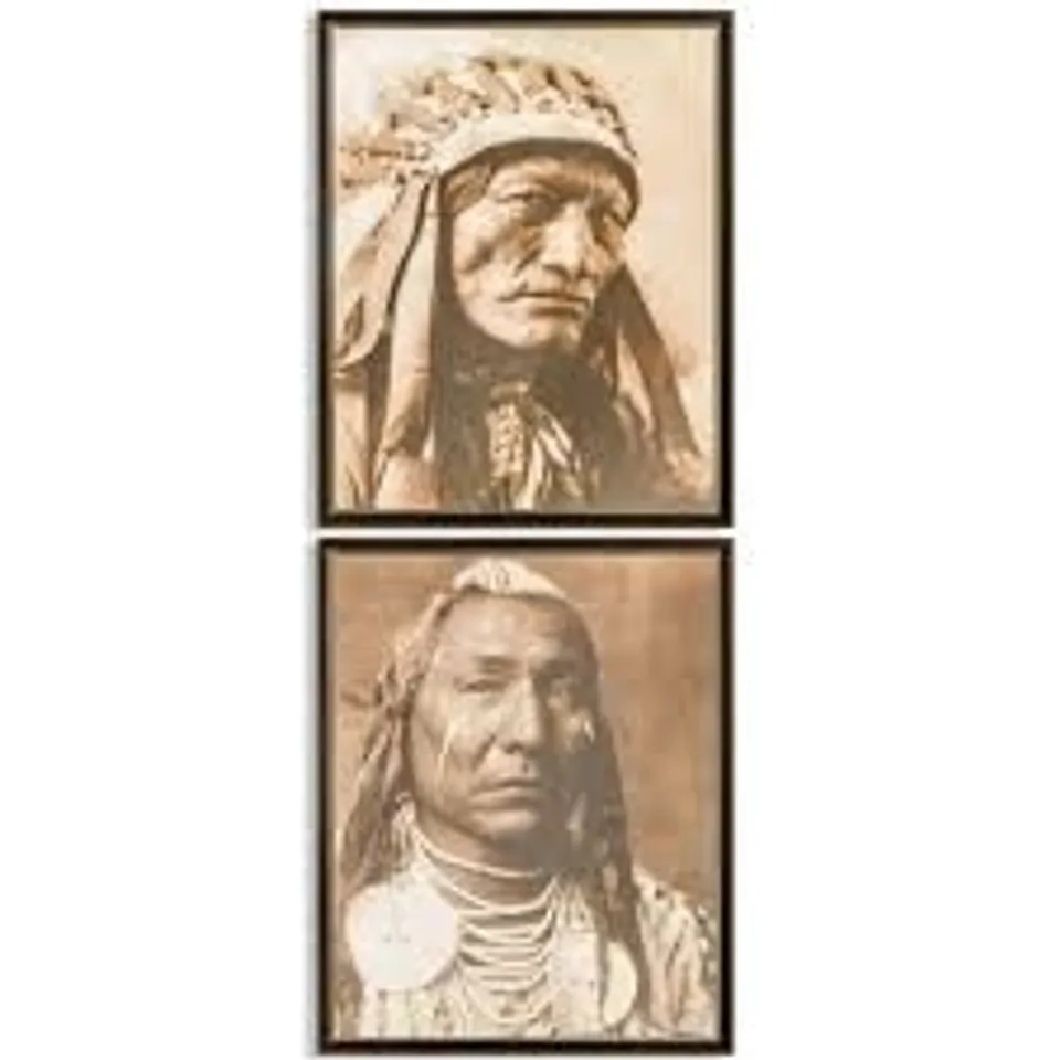 BRAND NEW BOXED HOMESDIRECT365 SET OF 2 NATIVE AMERICAN FRAMED PRINTS