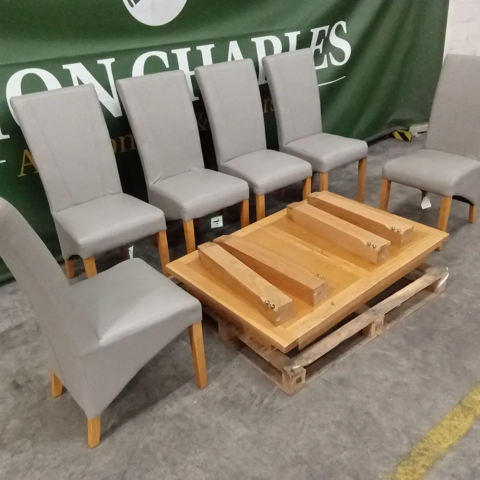 DESIGNER WOODEN EXTENDABLE DINING TABLE WITH 6 CHAIRS