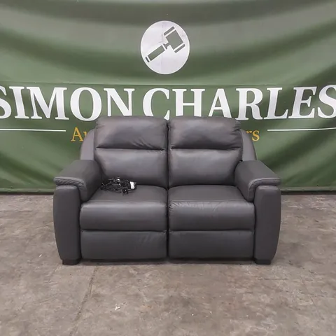 QUALITY DESIGNER ITALIAN MADE LEATHER AVILA ELECTRIC RECLINER SOFA - DARK GREY