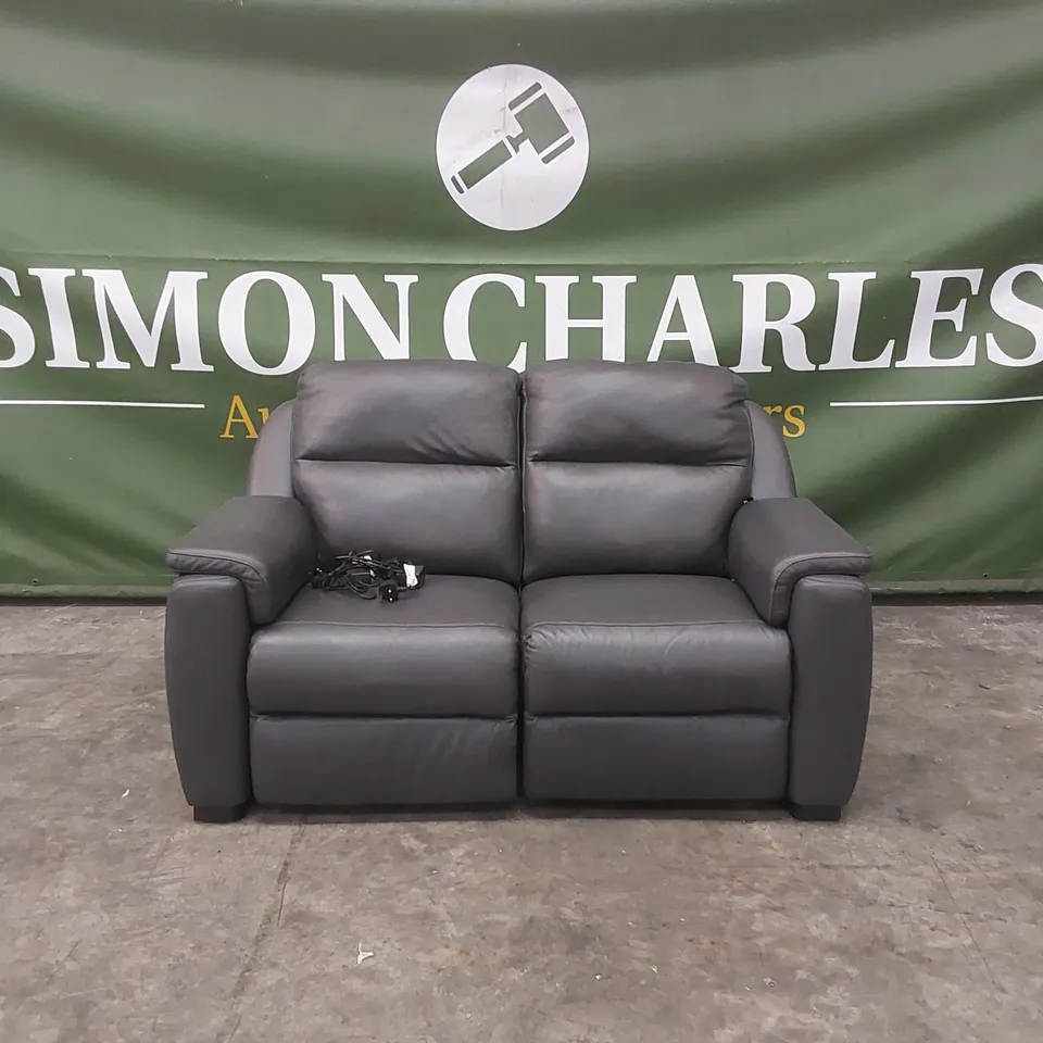 QUALITY DESIGNER ITALIAN MADE LEATHER AVILA ELECTRIC RECLINER SOFA - DARK GREY