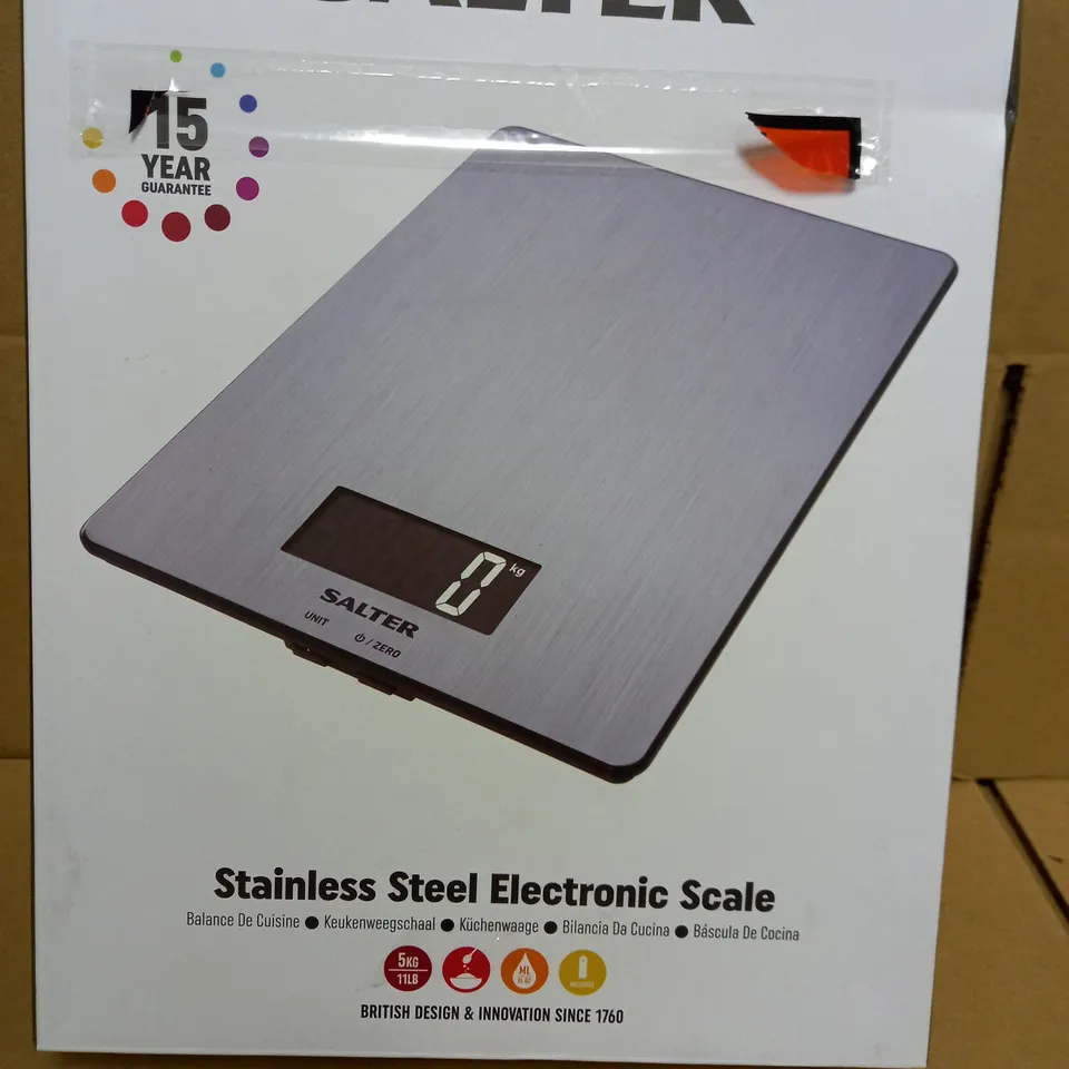 BOXED SALTER STAINLESS STEEL DIGITAL SCALE 