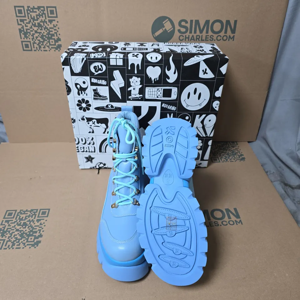 BOXED KOI CRYBABY BLUE VILUN PALTFORM BOOTS UK SIZE 8 