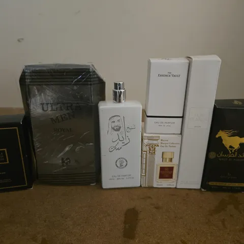 LOT OF 8 ASSORTED PERFUMES TO INCLUDE AVON PUR BLANCA 50ML AND ESSENCE VAULT 30ML