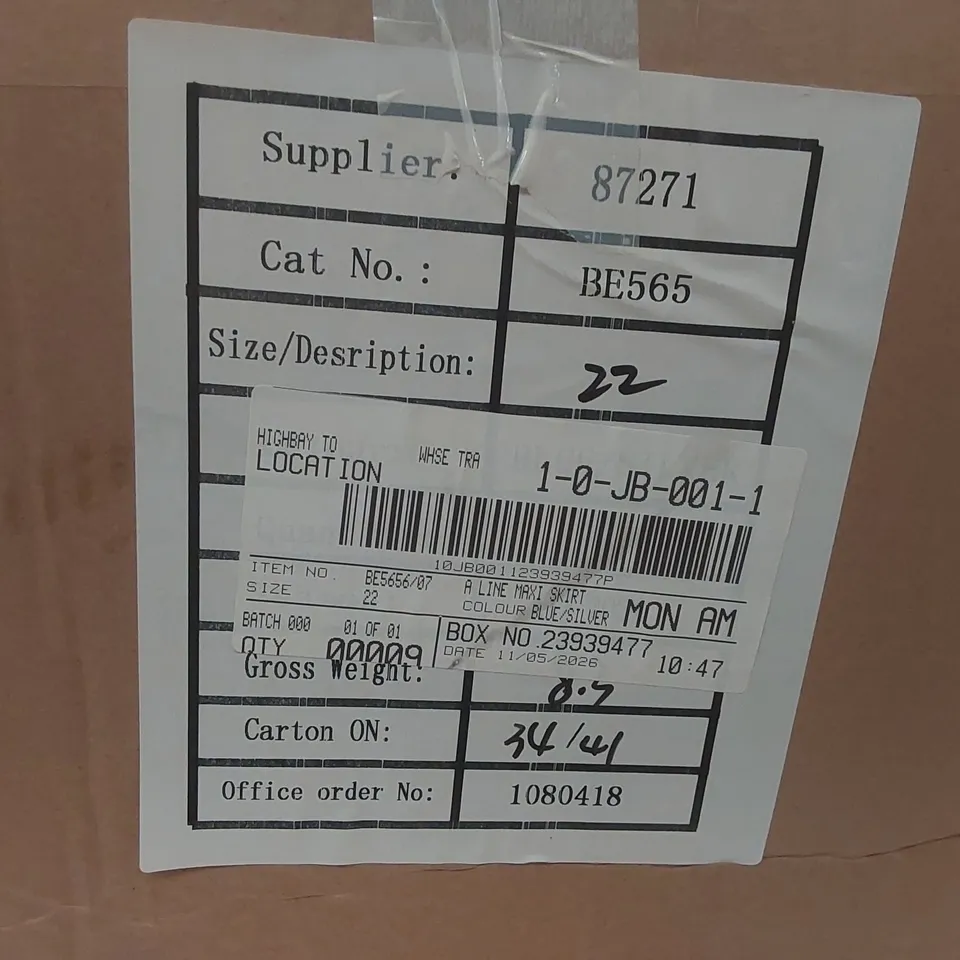 BOX CONTAINING APPROXIMATELY 9x BRAND NEW SIMPLY BE METALIC A LINE MAXI SKIRTS - SIZE 22