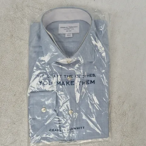 BAGGED CHARLES TYRWHITT SLIM FIT SHIRT IN BLUE SIZE 15.5/34"