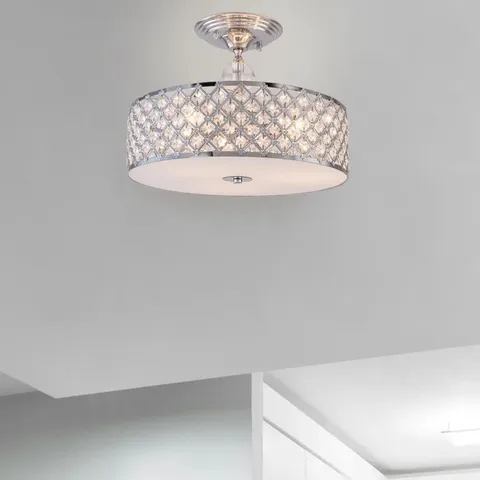 BOXED SALAS CRYSTAL SEMI FLUSH MOUNT LIGH FITTING (1 BOX)