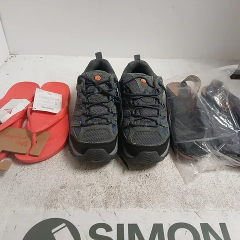 BOX OF APPROXIMATELY 15 ASSORTED PAIRS OF SHOES AND FOOTWEAR ITEMS IN VARIOUS COLOURS, STYLES, AND SIZES - COLLECTION ONLY