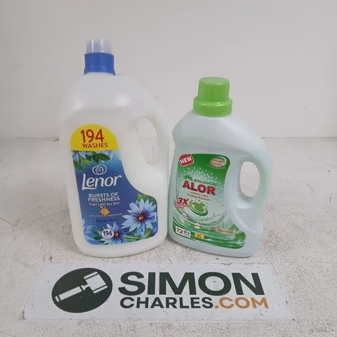 APPROXIMATELY 5 ASSORTED LARGE LIQUIDS TO INCLUDE LENOR OCEAN MIST, BIOGICAL ALOR LAUNDRY LIQUID - COLLECTION ONLY