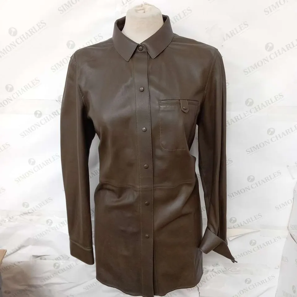 MASSIMO DUTTI BROWN LEATHER WOMENS JACKET SIZE EU L