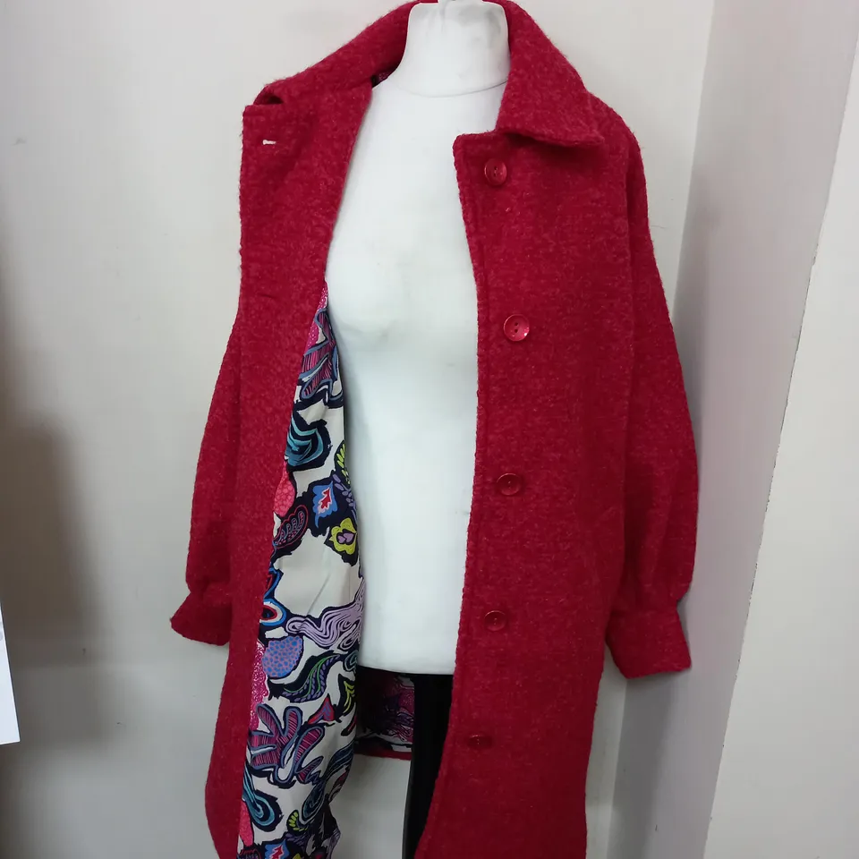 POM AMSTERDAM SCARLET RED COAT - SIZE UK 10