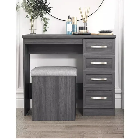 BOXED GRADE 1 CAMBERLEY DRESSING TABLE AND STOOL SET DARK OAK-EFFECT (1 BOX) - COLLECTION ONLY