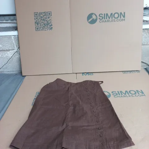 ABERCROMBIE & FITCH BROWN BUTTON-FRONT SKIRT MEDIUM PETITE