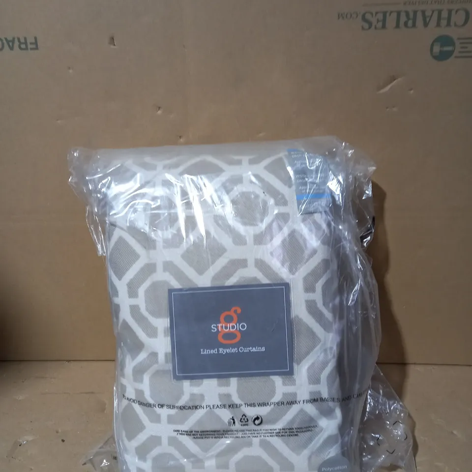 STUDIO G CASTELLO LINED EYELET CURTAINS - APPROX 167CM X 228CM RRP £153.99