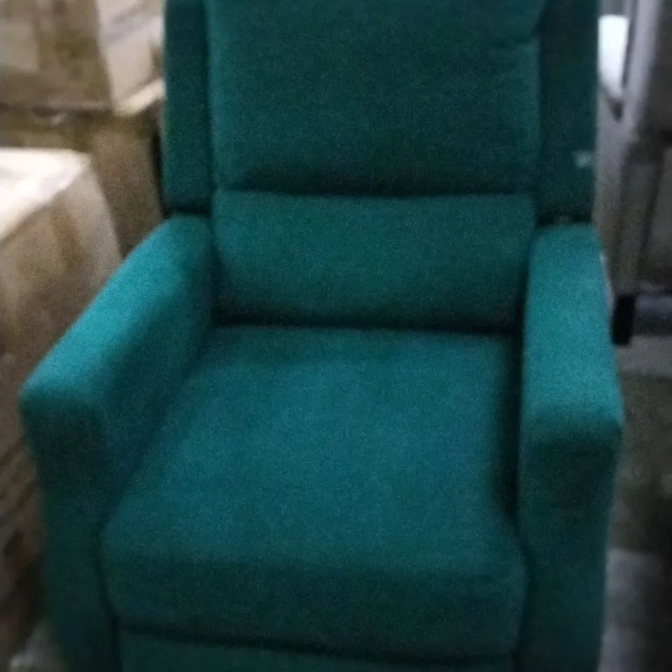 DESIGNER GREEN VELVET RECLINING ARMCHAIR