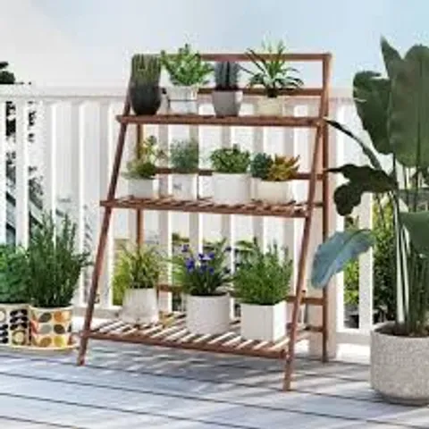 BOXED FOLDING BAMBOO PLANT STAND FOR LIVING ROOM PATIO GARDEN BALCONY PORCH