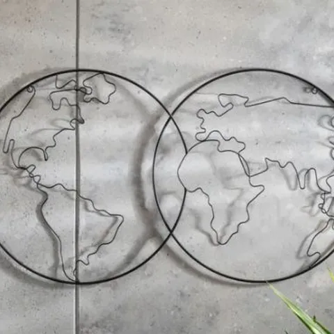 BOXED GLOBE METAL INDOOR OUTDOOR WALL ART