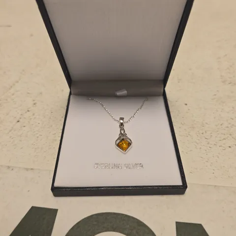 ALEXANDER CASTLE STERLING SILVER PENDANT WITH CITRINE GEMSTONE – BOXED