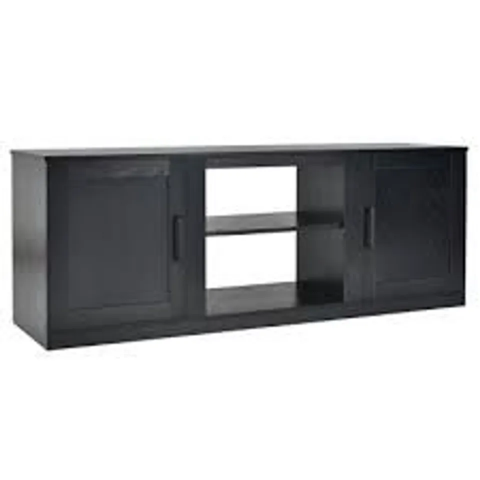 BOXED COSTWAY 2 DOOR BLACK TV UNIT WITH ADJUSTABLE SHELVES