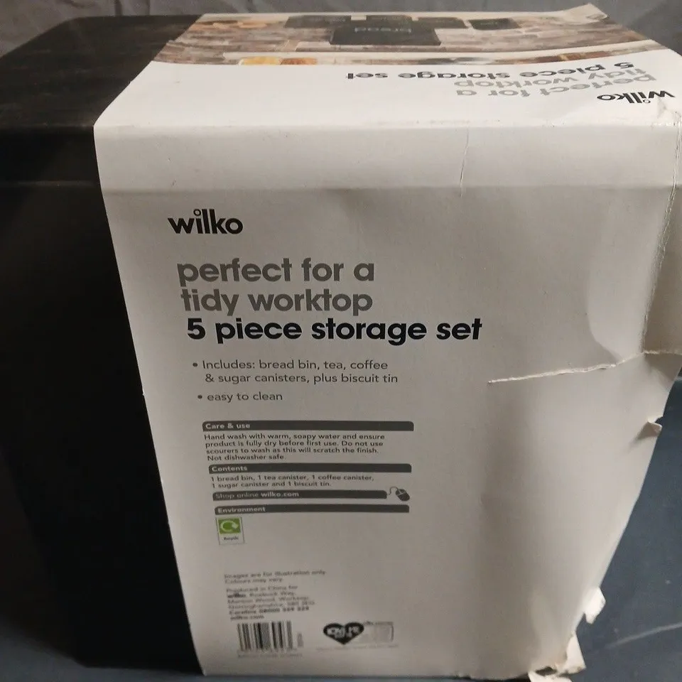 WILKO 5 PIECE STORAGE SET, INCLUDING BREAD BIN