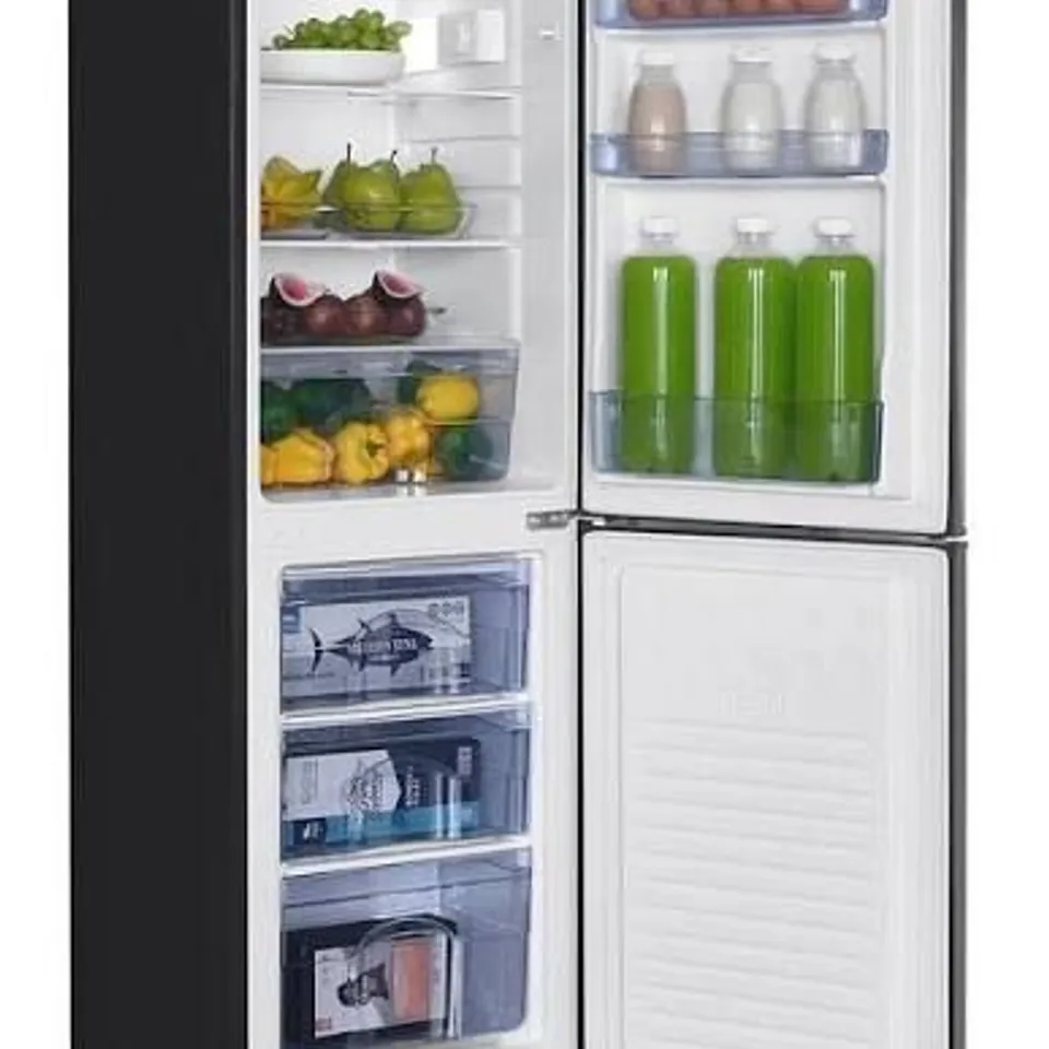 BOXED SWAN SR15690B 48CM WIDE, 50/50 SPLIT FRIDGE FREEZER - BLACK