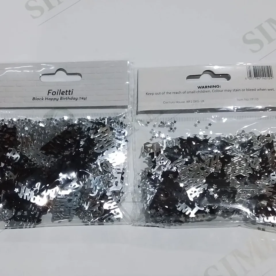 LOT OF 144 BRAND NEW 14G PACKS OF HAPPY BIRTHDAY CONFETTI IN BLACK SILVER