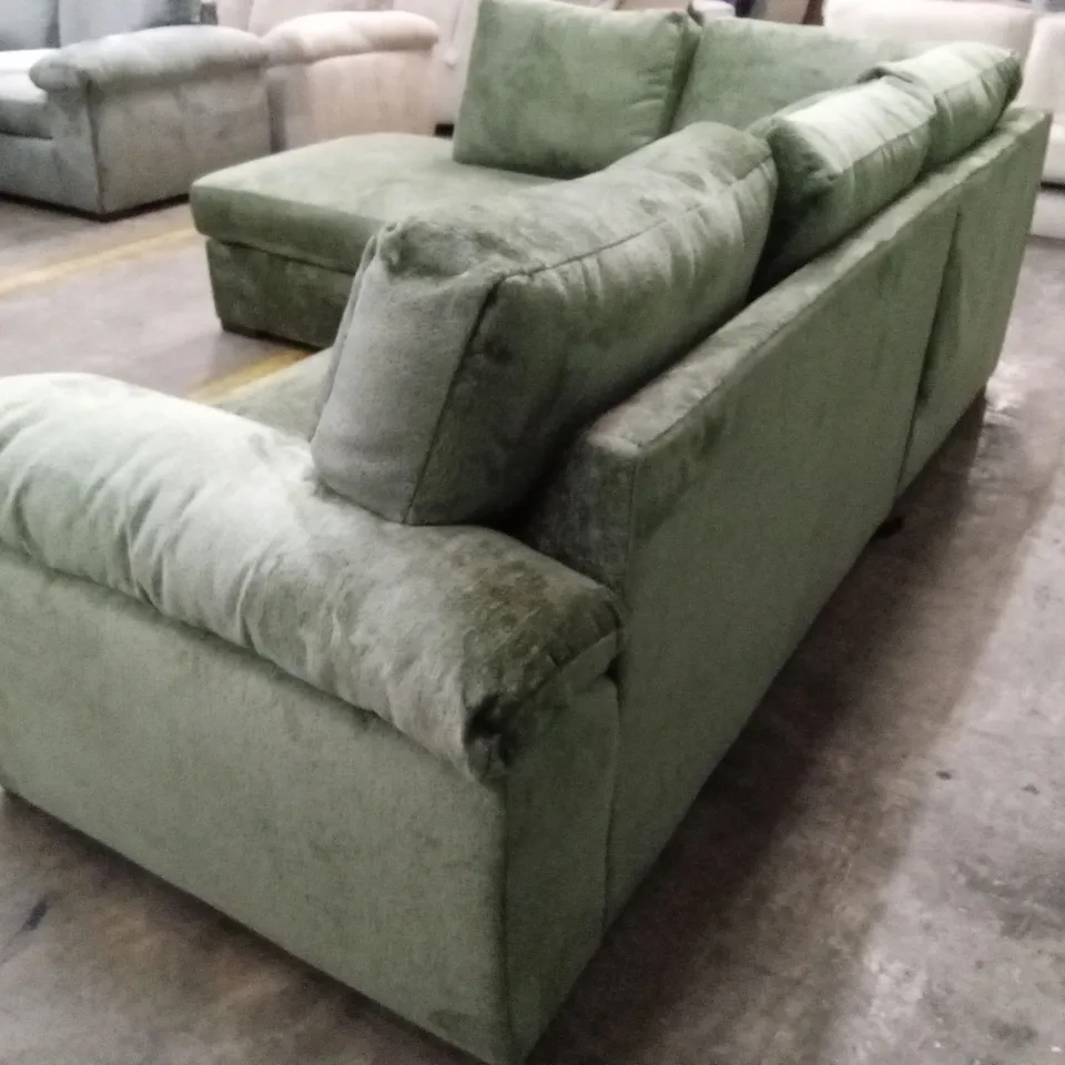 SALERNO STANDARD BACK FABRIC LEFT HAND CORNER CHAISE SOFA - GREEN RRP £999