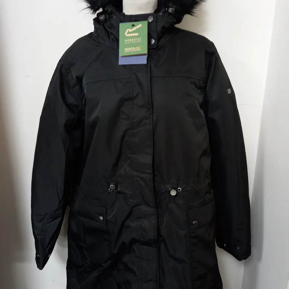 REGATTA OUTDOORS LELLANI PADDED HOODED JACKET IN BLACK SIZE 20